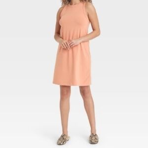 A New Day Tank Dress Sleeveless Crew Neck Blush Peach Beige Medium